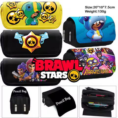 Anime Pen Bag Student Storage Bag Brawl Stars Cartoon Pen Box Boys Girls Pencil Case Stationery