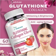 NATURE GLOW Glutathione Collagen Glow Anti-Aging Whitening Skin with Collagen Vitamin 60 Gummies