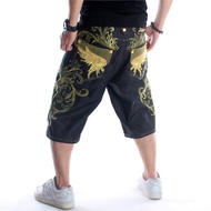Summer Loose Hip Hop Denim Shorts Personality Embroidery Hip-Hop Short Jeans Fashion Baggy Casual Sh