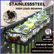Flower Rack Balcony Adjustable Stainless Steel Rack Balcony Railing Flower Rack Hanging Plant Rack H
