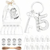 24pcs 15th Anniversary Keychain Bottle Opener Wholesale 15th Birthday Party Favors, 15th Anniversary
