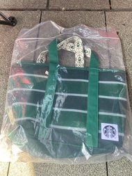 星巴克 Starbucks 文創門市限定品 星復古條紋網布提袋