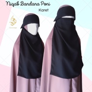 Cadar Bandana Poni Karet|Hananiqab|Sifon Silky Lembut Adem warna Hitam