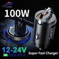 Car Car Charger QC 3.0 100W PD USB Car Charger 12-24V Super Fast Charging Adapter Type C 100W USB C 