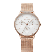 Obaku Jam Tangan Wanita Obaku V212LMVIMV Lind Rose Silver White Dial Rose Gold Mesh Strap