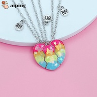 AIPING 3Pcs Matching Heart Pendant Necklace, Alloy Cute BFF Necklaces,  Friendship Jewelry Friendshi