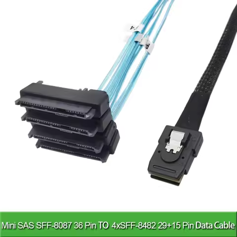 Mini-SAS to SAS-Cable SFF8087 to SAS SFF-8087 to SFF-8482 Connector 4X SAS 29Pin with SATA-Power Ada