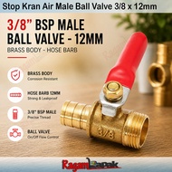 Stop Valve Ball Valve Outer Thread 3/ 8 Inch to 12mm hose Brass Material Ball Valve Male 3/8" Hose 1