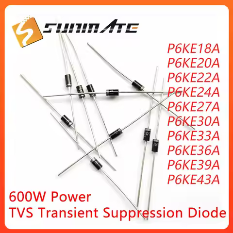 50PCS P6KE18A P6KE20A P6KE22A P6KE24A P6KE27A P6KE30A P6KE33A P6KE36A P6KE39A P6KE43A DO-15 TVS tran