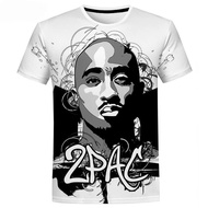 Pop Hip Hop Rapper Tupac 2PAC Printed T-shirt 3D Men's Fashion Y2k Cool Harajuku Round Neck Top Teen