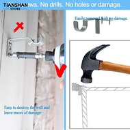 Tianshan 2Pcs Curtain Bracket Pole Holder without Damage Household Supply Curtain Rod Wall Shelf for Bedroom