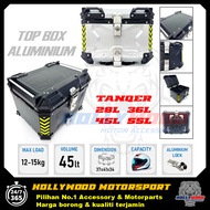 TANQER ALUMINIUM TOP BOX 28L 36L 45L 55L LIMITED FULL LEATHER INNER FREE REFLECTOR TAPAK BASE PLATE