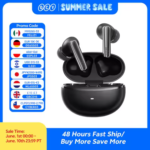 QCY MeloBuds N70 Adaptive ANC Wireless Earbuds Bluetooth 6.0 LDAC Hi-Res Audio 6 Mics Wireless Charg