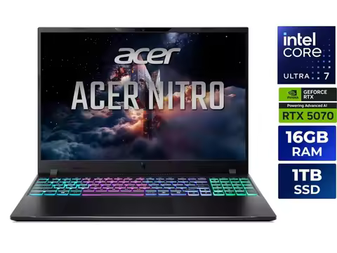 Acer Nitro V 16S Ai - 16.0" Wuxga 180 Hz - Intel Core Ultra 7 355 - Geforce Rtx 5070 Laptop Gpu - 16