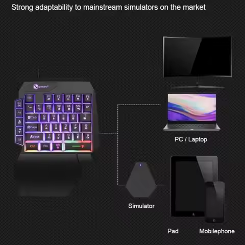 USB Keyboard Mini One Handedly Keyboard USB Luminous Gaming Keyboard Ultra-slim 35 Keys Single Hand 