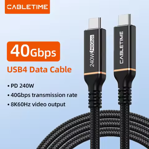 CABLETIME USB4 Cable 40Gbps Support 8K 60Hz PD240W Fast Charging Thunderbolt3/4 USB 4.0 USB C to C F