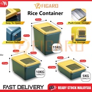 Figaro Rice Storage Container Bekas Beras 5kg 10kg 15kg Bekas Simpan Beras Tong Beras Tempat Letak Beras 米桶 10kg