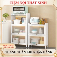 Multi-functional storage cabinet kitchen cabinet microwave shelf bowl shelf cabinet with opening doo