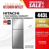 Hitachi 443L Refrigerator Stylish Line Series 2 Door R-VX490PM9 BSL *Bigger than 403L R-V460P8M BSL