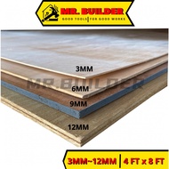 MR. BUILDER (4FT x 8FT) 3MM 6MM 9MM 12MM Grade A Plywood Timber Panel Wood Board Sheet Papan Multipu