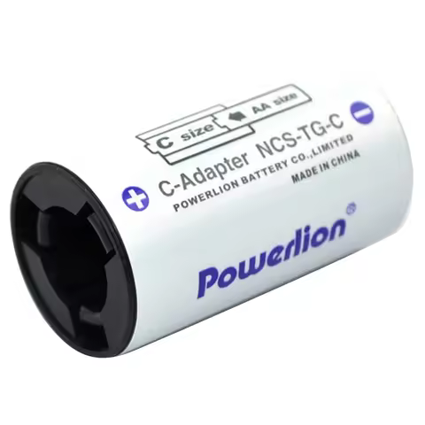 Powerlion C Size Battery Adapters, AA to C Size Battery Spacer Converter Case Use with AA Battery Ce