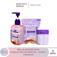 Bella Amore Himalayan Shampoo Soap & Manuka Cream with Brightening Whitening Moisturizing Hydrating