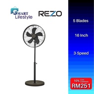 Rezo Stand Fan (16 Inch) Heavy Duty Motor 3-Speed Adjustable Height with Oscillation Premium Stand F
