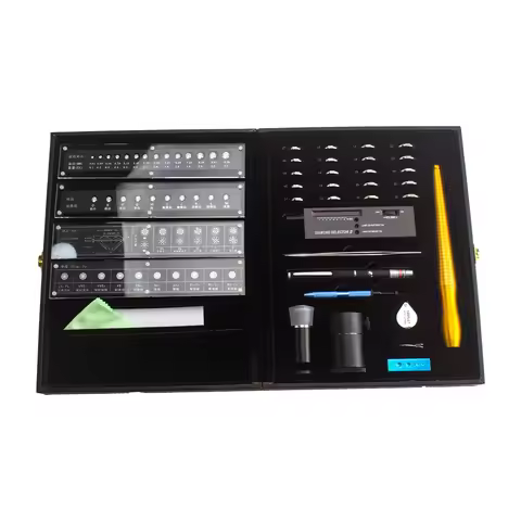 14-in-1 Jewelry Making Kit w/ Diamond Tester | Metal Ring Sizer & Prism | 30x Magnifier Loupe | Gem 