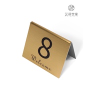 Ready Stock~House Number~~ Sign~~ Stainless Steel Metal Table Number Plate~Double-Sided Number Table Card Table Plate~Hotel Restaurant Food Plate~Seat Plate~Stand Plate~Call Number Plate~Custom Number Vertical Plate~Warm Reminder Sign Plate~