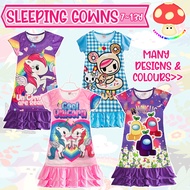 3KLN + LITTLE MUSHROOMS + CHILDREN KIDS PYJAMAS GIRL SLEEPING GOWN DRESS | UNICORN TOKIDOKI UNICORNO PRINCESS RAPUNZEL FROZEN ELSA ANNA MY MELODY AMONG US DONUTELLA HELLO KITTY LITTLE TWIN STARS PONY UNICORN ||