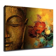 Retro Buddha Statue with Flowers Canvas Decorative Painting Poster Home Decor Art HD Pictures Bedroo