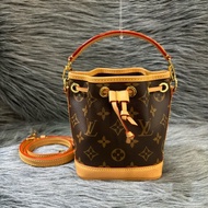 LV M81266 NANO NOE MINI 原花字紋老花 迷你水桶包手提包肩背包斜背包