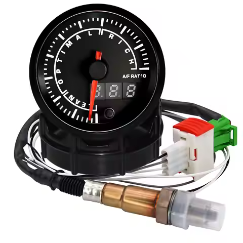 A 52mm Narrowband Air Fuel Ratio Gauge Kit 7 Colors LED Digital AFR Meter with Narrowband O2 Oxygen 