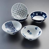 【西海陶器】波佐見燒 藍丸紋輕量湯碗 (5件式) - 禮盒組