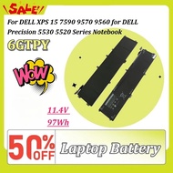 11.4V 97Wh 6GTPY Laptop Battery for DELL XPS 15 7590 9570 9560 for DELL Precision 5530 5520 Series N