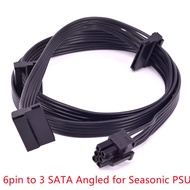 Seasonic PCIe 6Pin to 3 SATA Curved Power Supply Cable for KM3 M12II Series FOCUS Gold Platinum Seri
