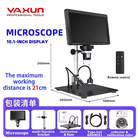 10.1-Inch Digital Microscope with Adjustable 8 LED Lights, 1080P Video, 20MP Camera, PC/TV Output, R