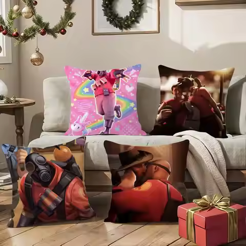 Game Hot T-Team F-Fortress 2 TF2 Cushion Cover Ultra Soft Skin Friendly Fabric Cloud Like Comfort & 