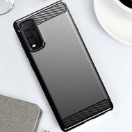 Case Vivo Y12s Carbon Leather Delkin Soft Casing Vivo Y12s Softcase