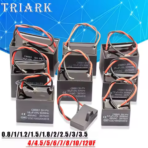 1PCS CBB61 450V Start Capacitor 0.8 1 1.5 1.8 2 2.5 3 4 5 6 7 8 10 12 15 18 20UF Fan Ceiling Exhaust