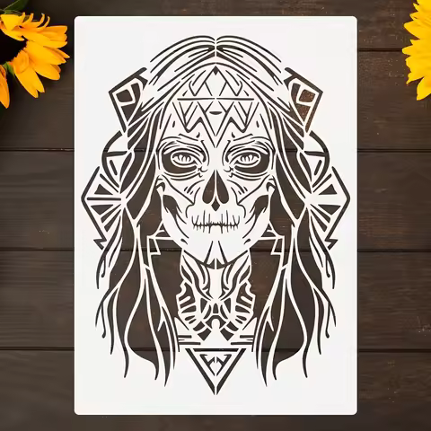 Skull Stencil Templates - Intricate Designs for Spooky Crafting - Durable, Reusable Art Tools for Sc