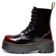 Polished redJadonThick Bottom8Hole Dr. Martens Boots1460Side Zipper British Women's Ankle Boots Muffin Bottom