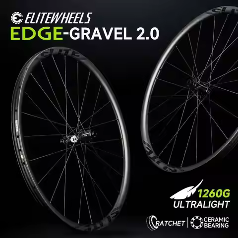 ELITEWHEELS EDGE 2.0 Gravel Wheels Ultralight 1260g 700C Carbon Wheelset Disc Brake Hookless 30mm*25