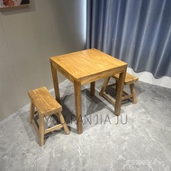 Snack Shop Old Elm Wood Commercial BBQ Solid Wood8V Solid Wood Table and Chairs Dining Table Restaur