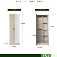 Almari 2 pintu -Sampoint 2 Door Wardrobe~Almari Baju 2 Pintu~Size Width 60cm X High 1706cm~With Draw