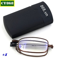 868 brown folding glasses with 1 degree lens, folding frame glasses