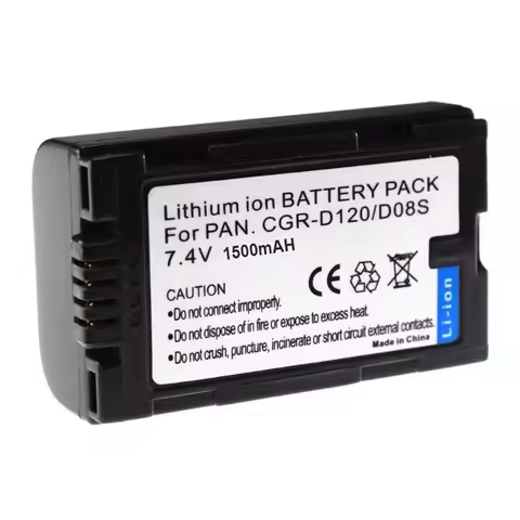 7.2V 1500mAH CGR-D08S CGR-D120 Camera Battery, for Panasonic CGA-D54 AG-DVC15 NVDA1B PV-DV402 NV-DS1