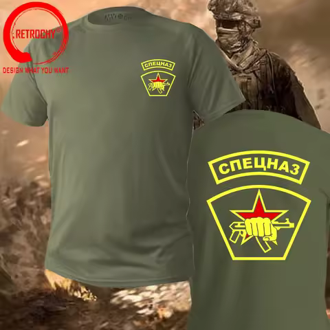 Vintage Soviet Spetsnaz Special Russian Forces KGB Army T Shirt men Russian Military Army Logo T-shi