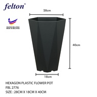 Hexagon Plastic Flower pot 28cm x 18cm x 40cm Pokok Hiasan / Modern Design Flower Pot Indoor & Outdo