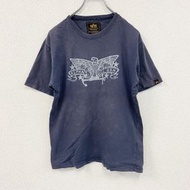 古著ALPHA INDUSTRIES ALPHA短袖印花 T 卹，藏青色，小號